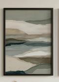 Neutral earth tones abstract landscape wall art set of 3 with layered horizon design