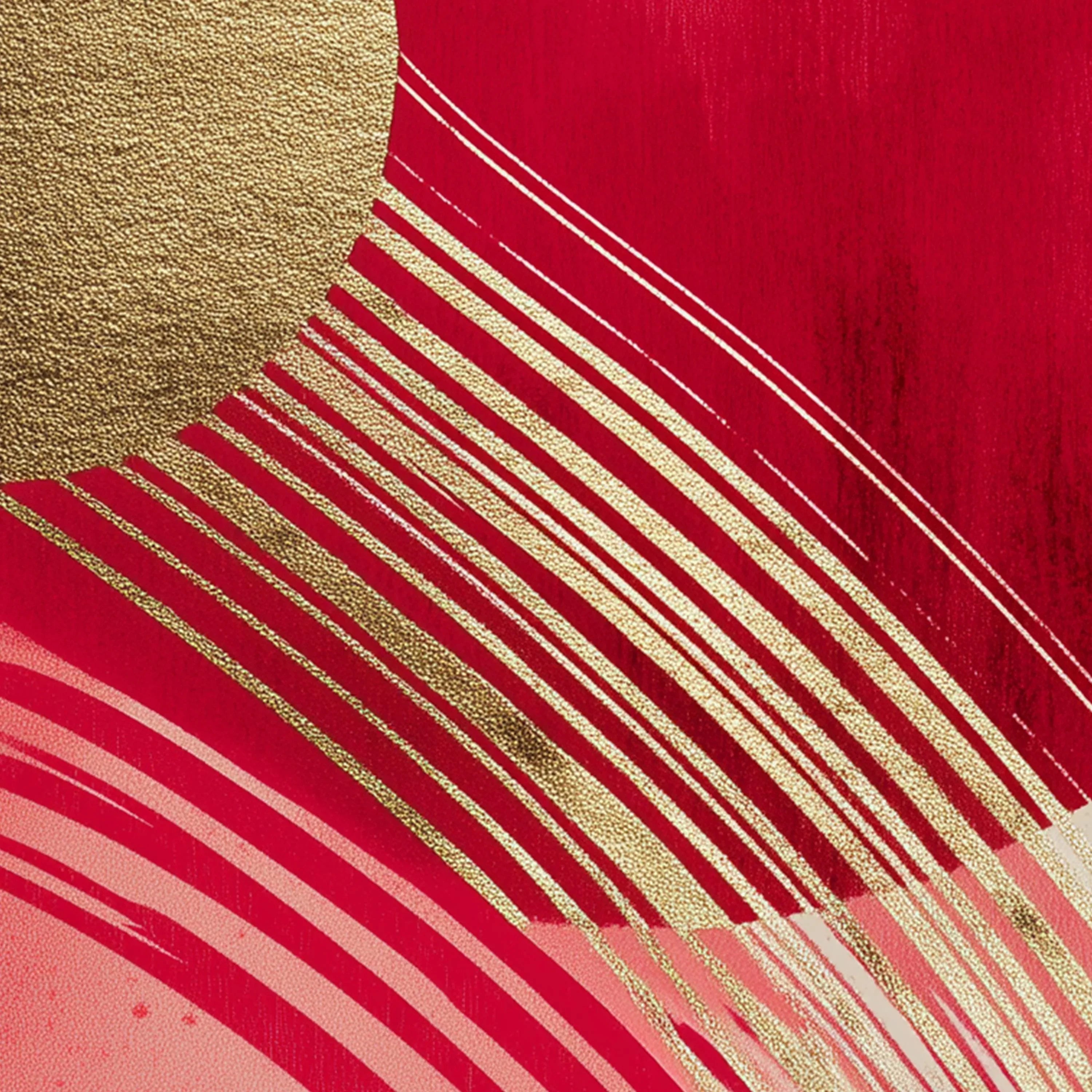 Red and gold abstract triptych wall art set of 3 – bold metallic energy on dark background