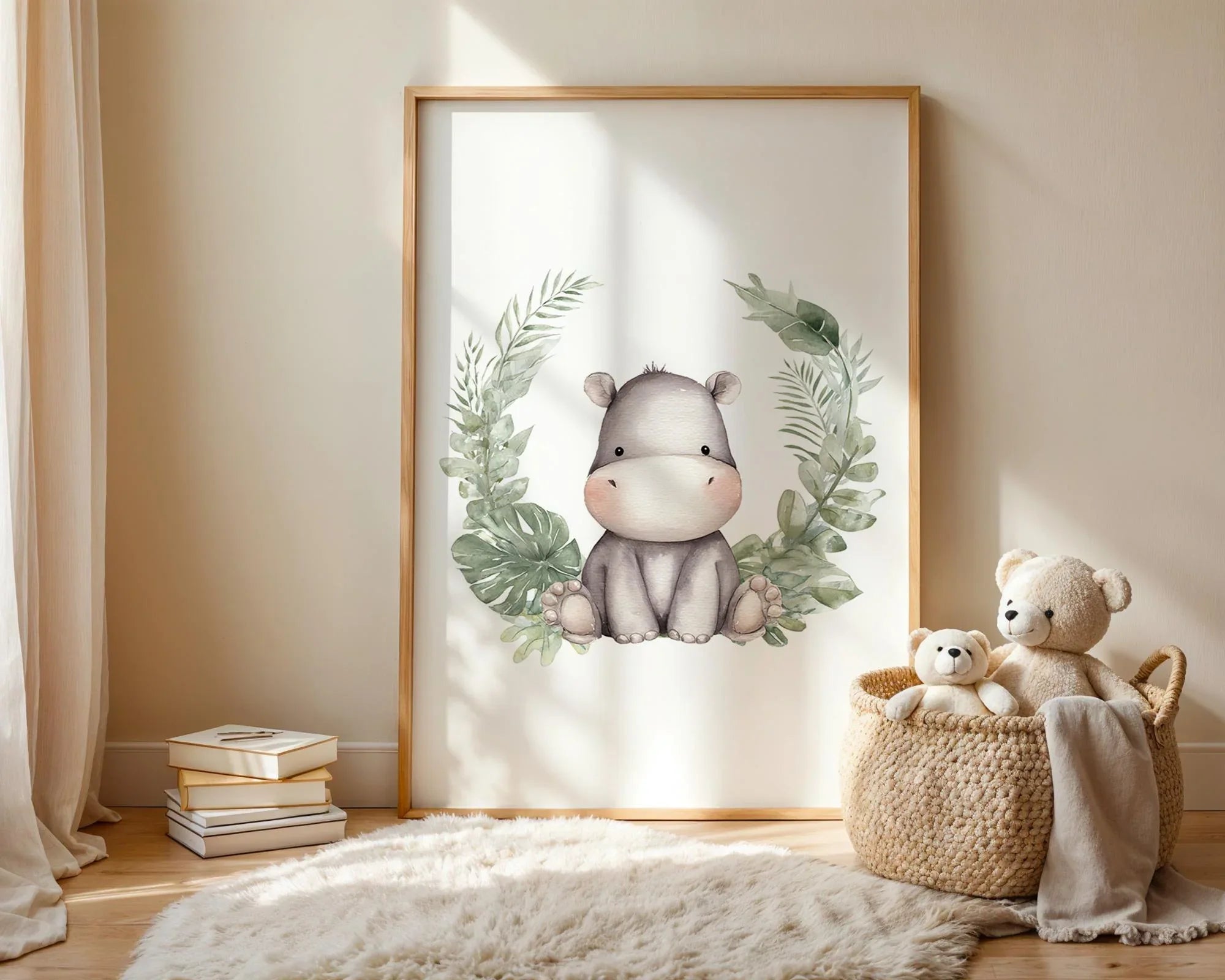 Safari nursery wall art set of 3 – vibrant watercolor elephant, lion, and giraffe