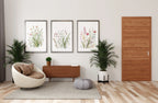 Wildflower farmhouse wall art set of 3 – vintage floral meadow decor in earthy tones
