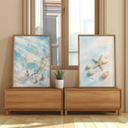 Shell and starfish coastal watercolor wall art set of 3 – ocean-inspired beach decor