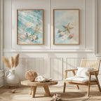 Shell and starfish coastal watercolor wall art set of 3 – ocean-inspired beach decor