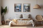 Swan lake calming wall art – serene white swan on tranquil misty water