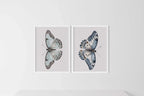 Watercolor butterflies handpainted wall art set of 2 for bedroom living room in dark wood frame 1...