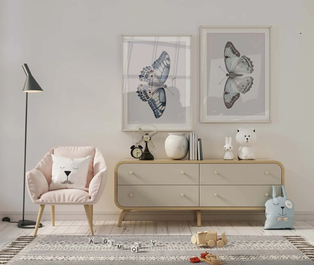 Watercolor butterflies handpainted wall art set of 2 for bedroom living room unframed 12x18 inch ...