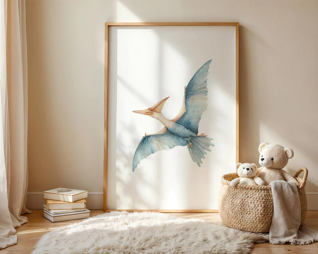 Watercolor dinosaur nursery wall art set of 3 kids room decor unframed 12x12 inch 30x30 cm