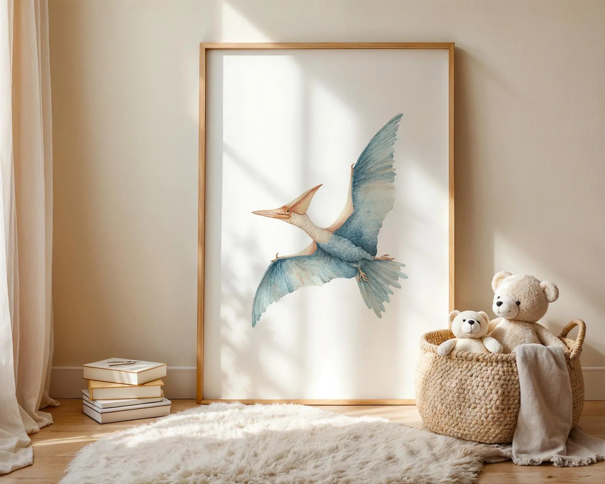 Watercolor dinosaur nursery wall art set of 3 kids room decor unframed 12x12 inch 30x30 cm