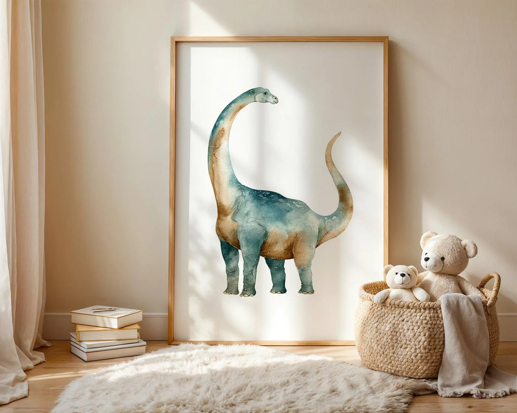Watercolor dinosaur nursery wall art set of 3 kids room decor in black frame 12x18 inch 30x45 cm