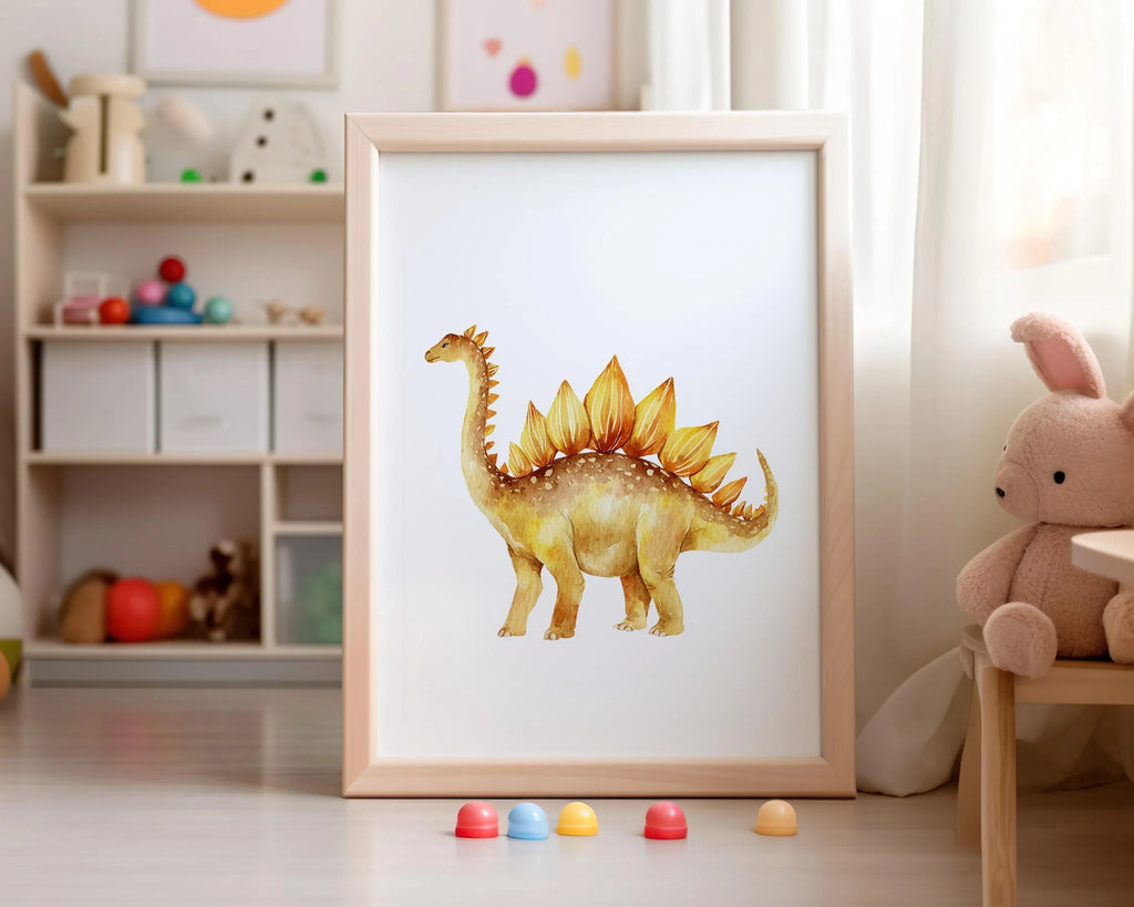Watercolor dinosaur nursery wall art set of 4 dino decor boys playroom in black frame 12x18 inch ...