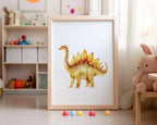 Watercolor dinosaur nursery wall art set of 4 dino decor boys playroom in black frame 12x18 inch ...