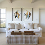 Watercolor tropical fish blue marine wall art set of 2 unframed 12x18 inch 30x45 cm