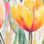 Watercolor tulip yellow pink floral triptych set of 3 wall art unframed 12x12 inch 30x30 cm