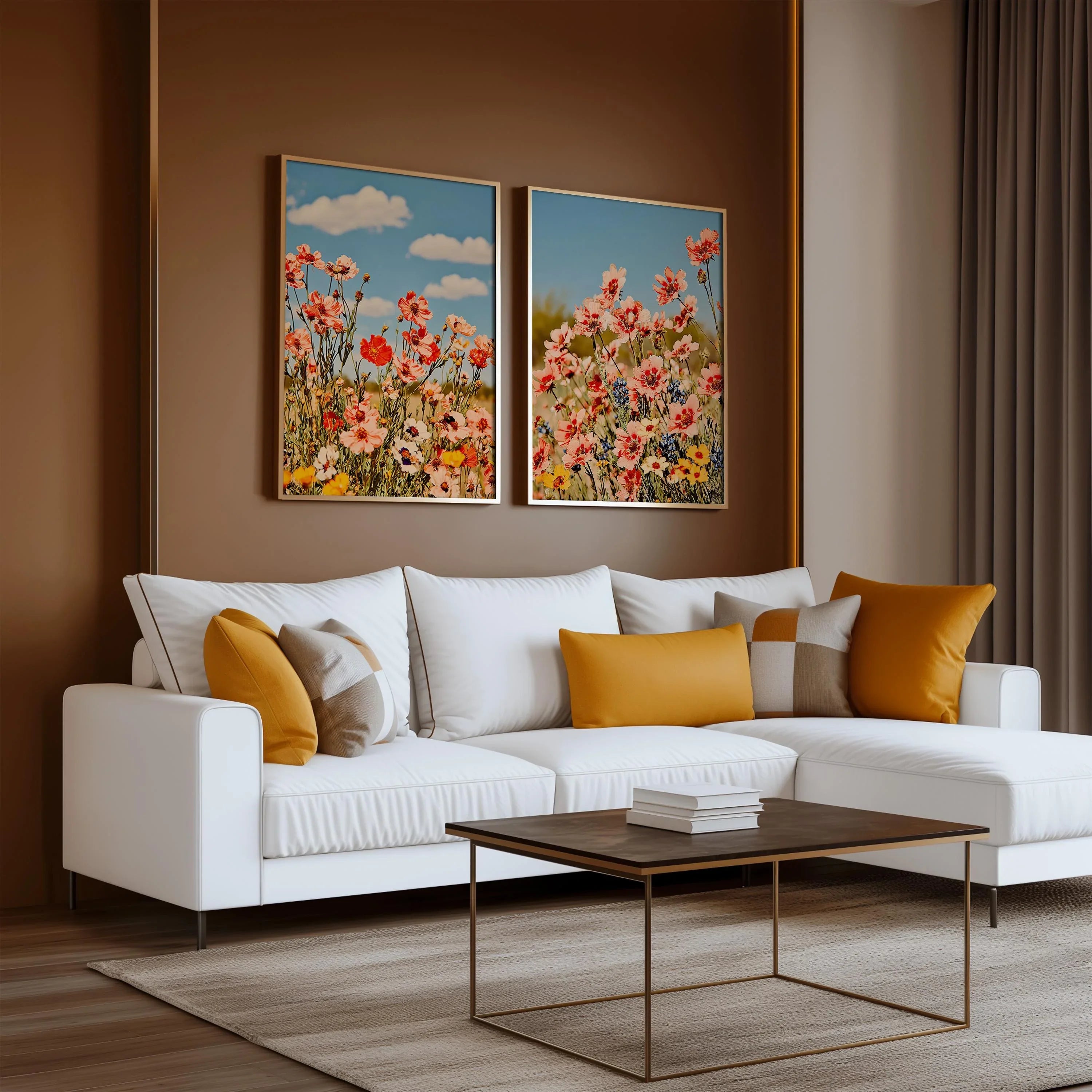 Wildflower meadow photography set of 2 pink cosmos summer garden wall art unframed 12x18 inch 30x...