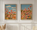 Wildflower meadow photography set of 2 pink cosmos summer garden wall art in natural wood frame 1...