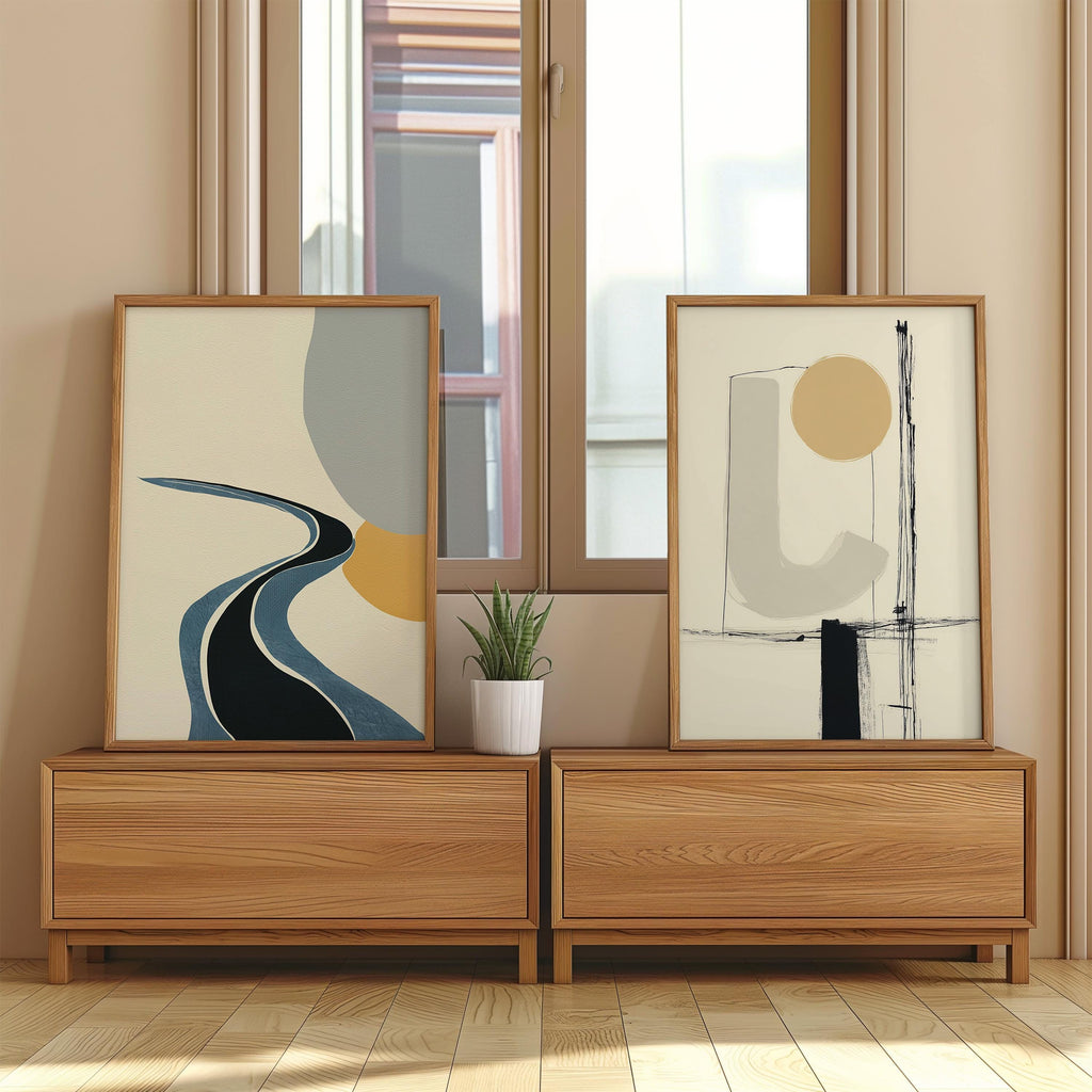 Abstract Geometric Print Set, Modern Minimalist Wall Art