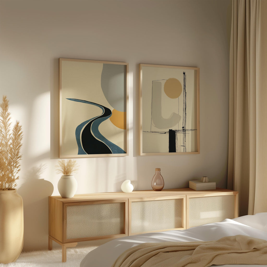 Abstract Geometric Print Set, Modern Minimalist Wall Art