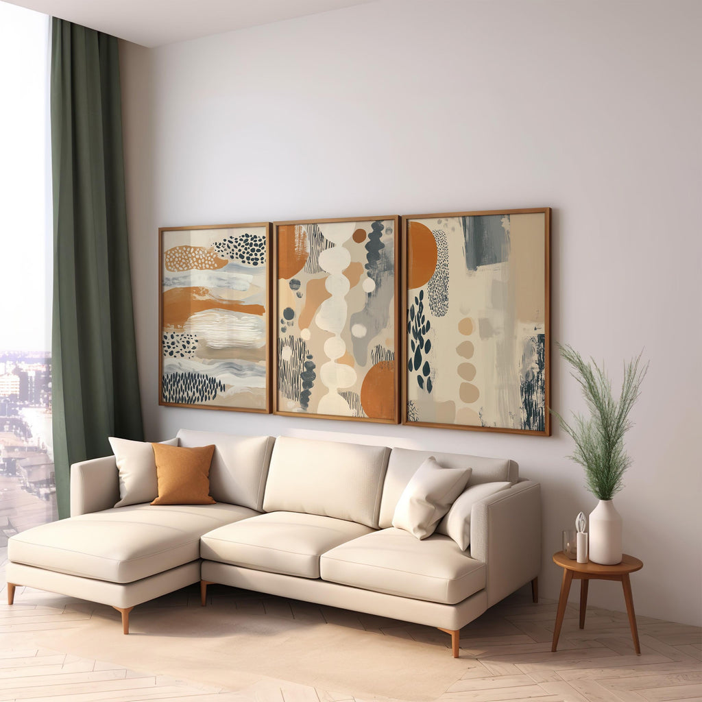 Abstract Art Print | Earth Tones, Tribal Shapes