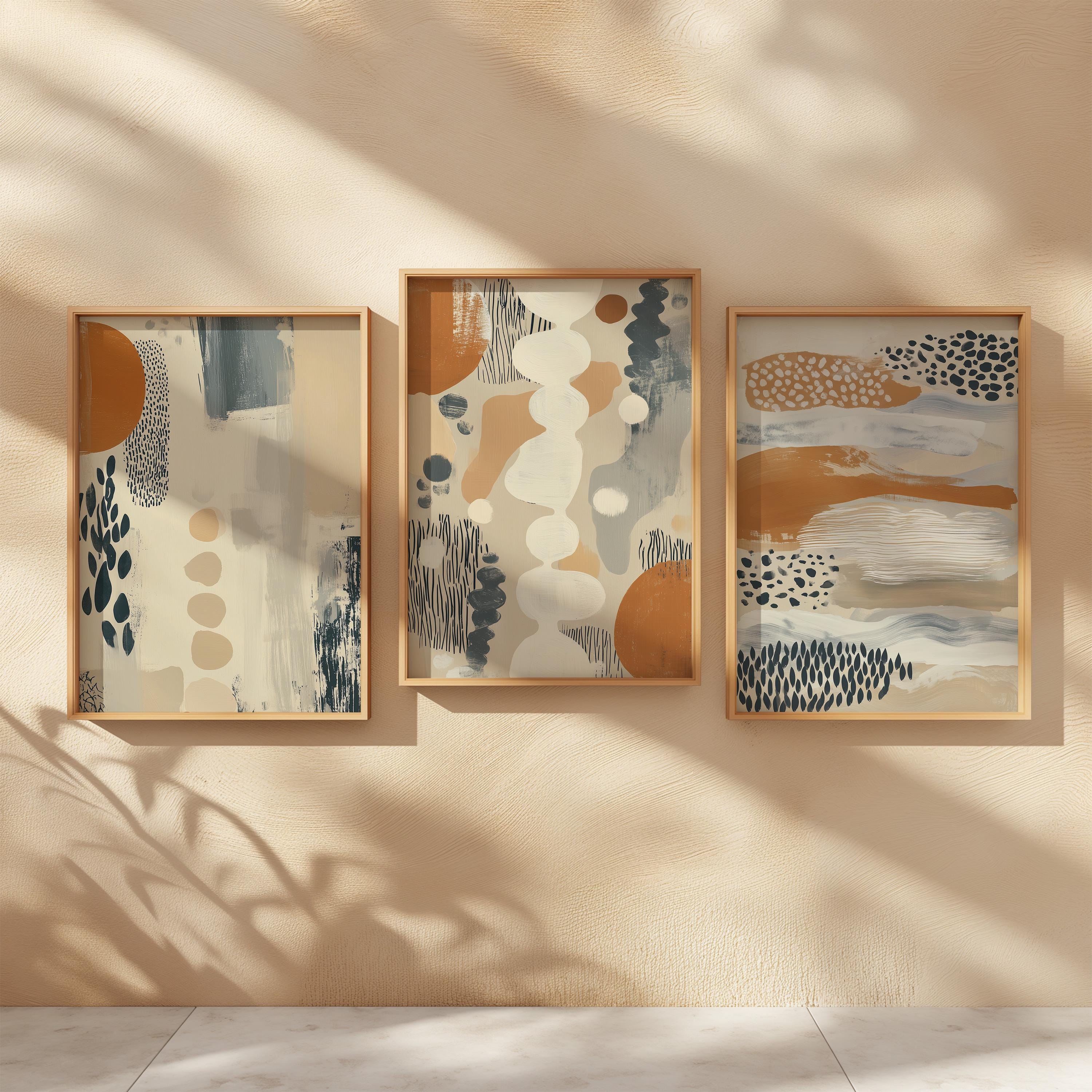 Abstract Art Print | Earth Tones, Tribal Shapes