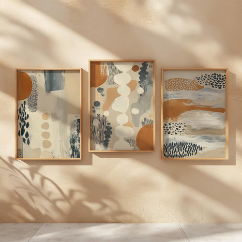 Abstract Art Print | Earth Tones, Tribal Shapes