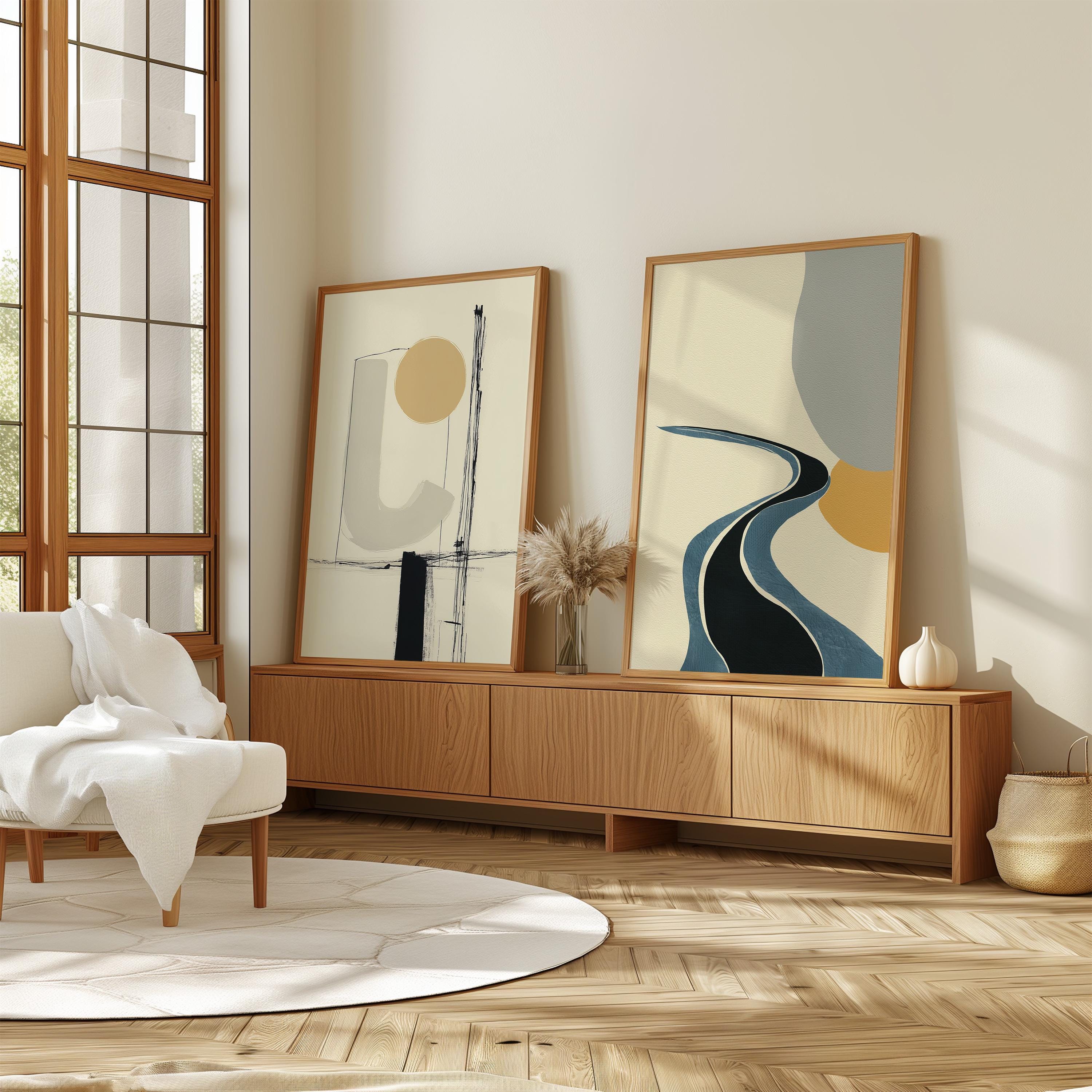 Abstract Geometric Print Set, Modern Minimalist Wall Art