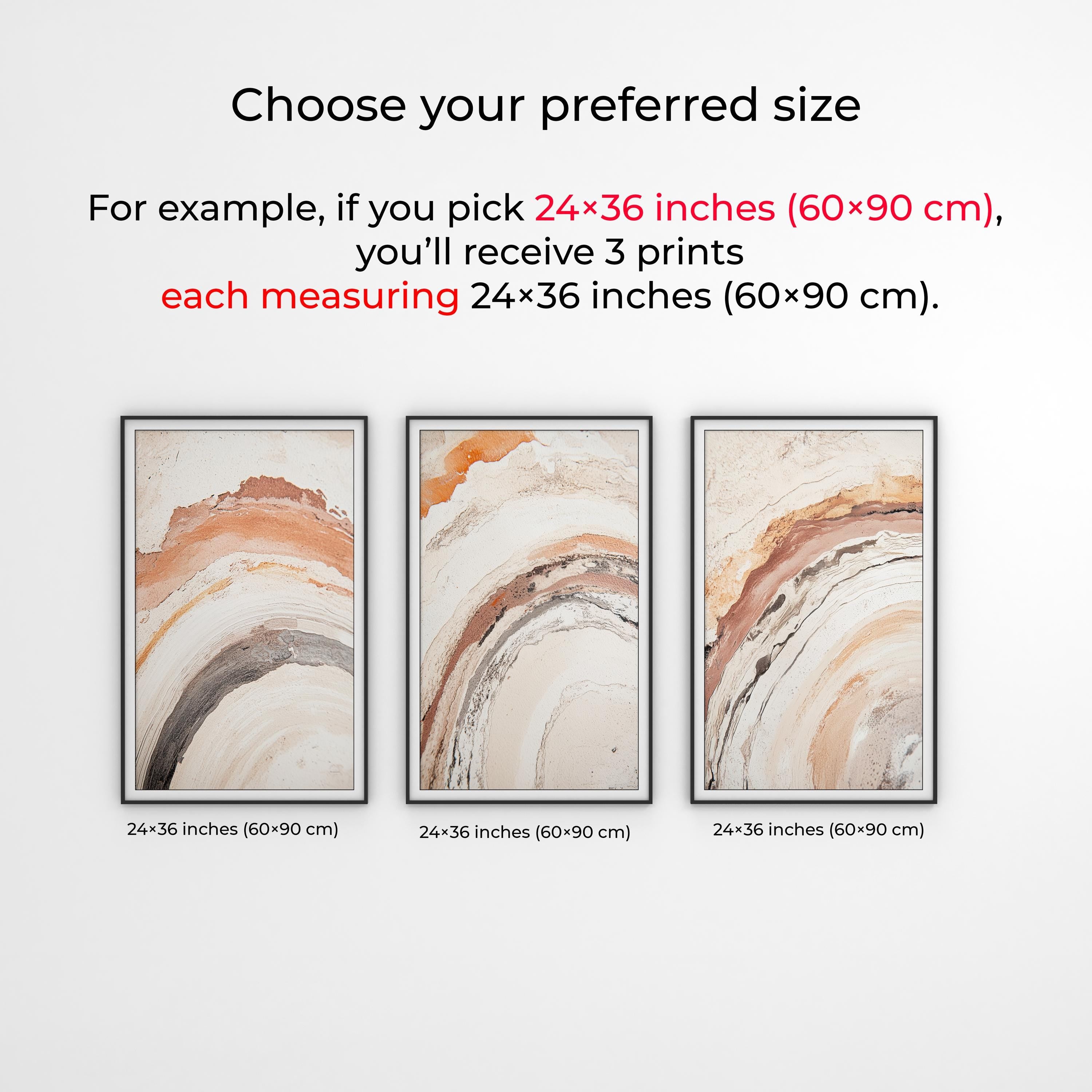 Abstract Terracotta Beige Triptych: Textured Earth Tone Prints