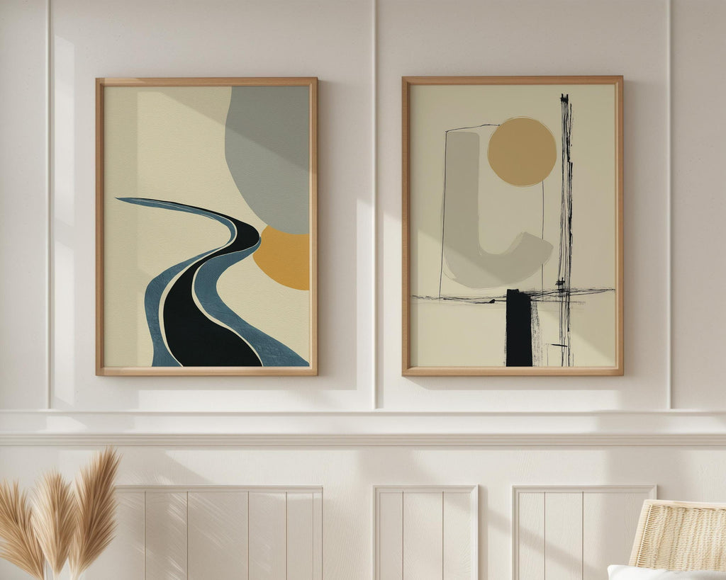 Abstract Geometric Print Set, Modern Minimalist Wall Art